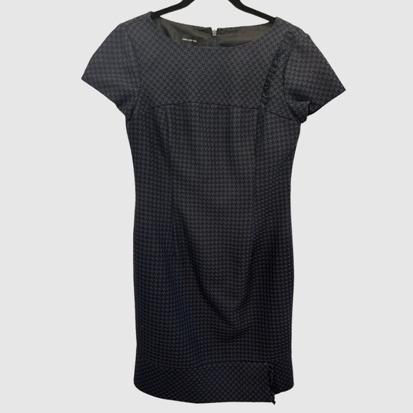 JONES NEW YORK Sheath Dress Black & Gray Short Sleeve Back Zip Houndstooth Sz 6 - Picture 1 of 4